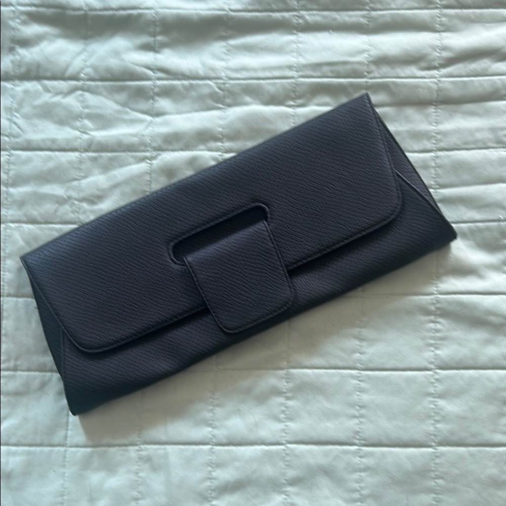 Urban Expressions Black Clutch with Flap Closure and Cut-Out Handle